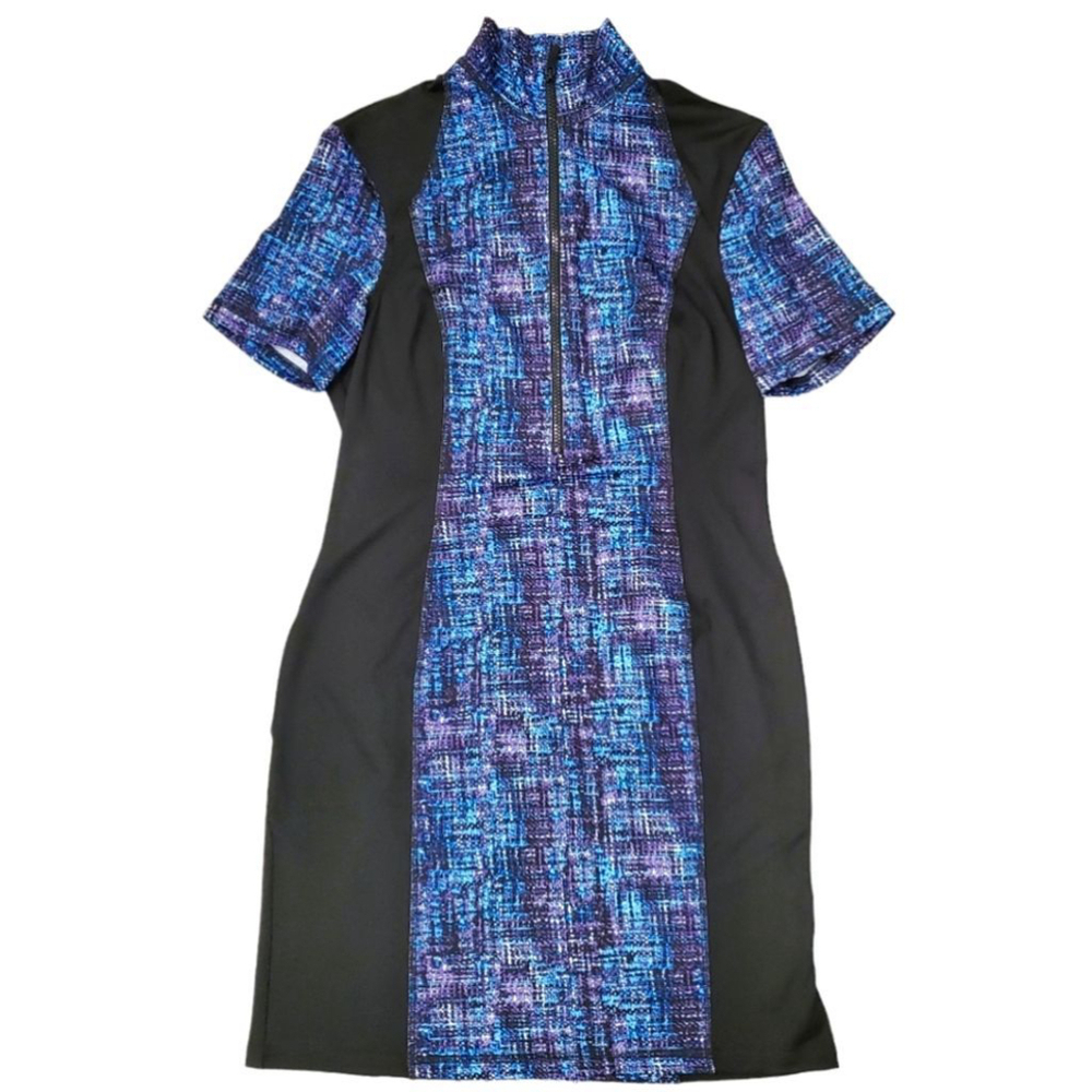 Beth Depass Dress Golf Activewear Tennis Prep Black Purple Blue Abstract Print